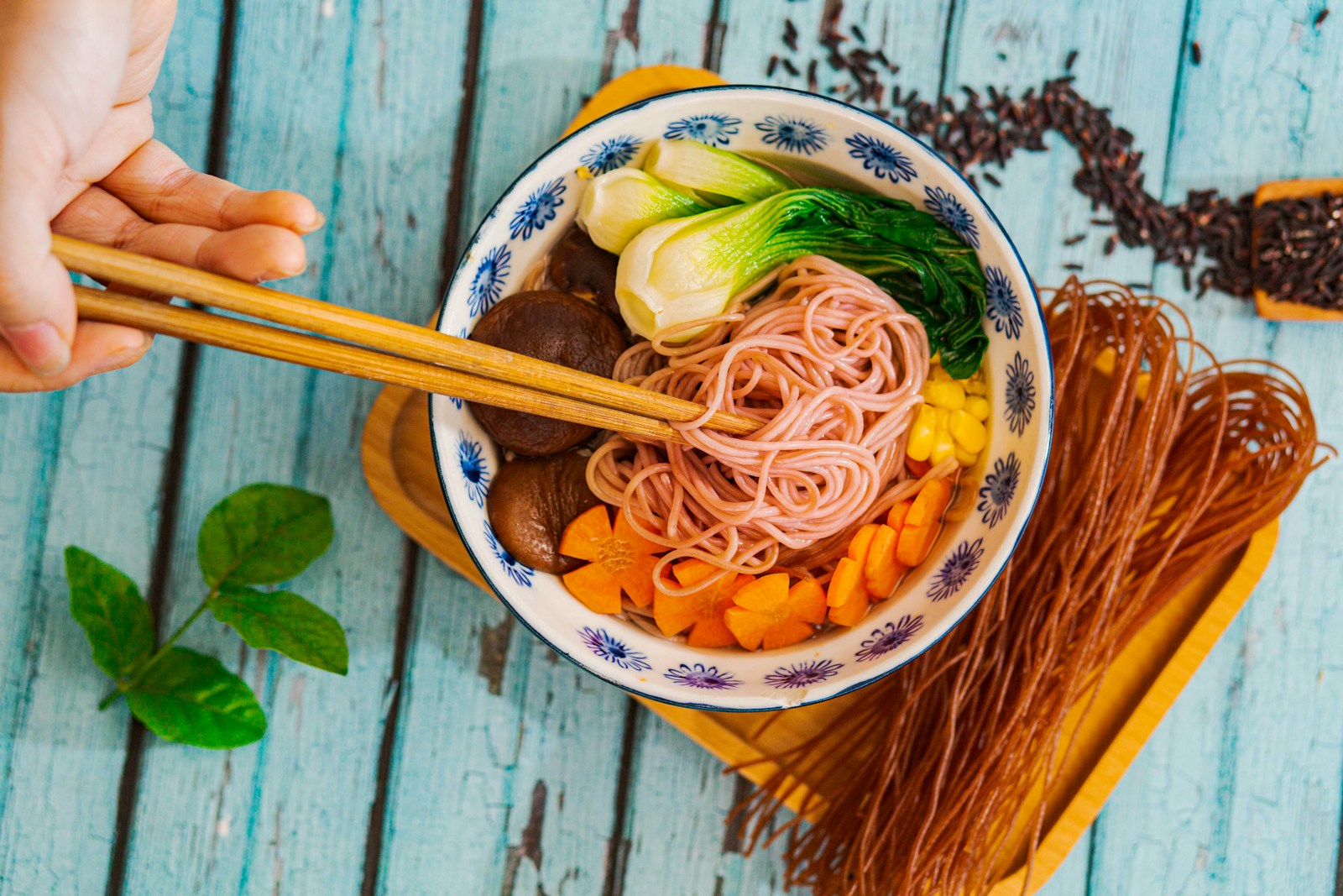 Noodles with fresh vegetables, for food inspiration